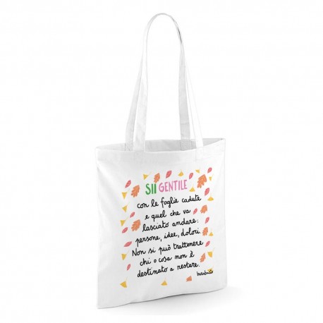 Sii gentile con le foglie cadute | Borsa shopper in cotone