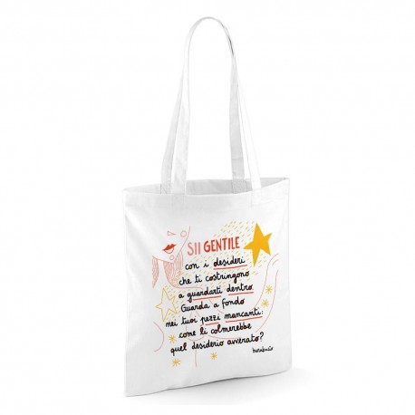 Sii gentile con i desideri | Borsa shopper in cotone